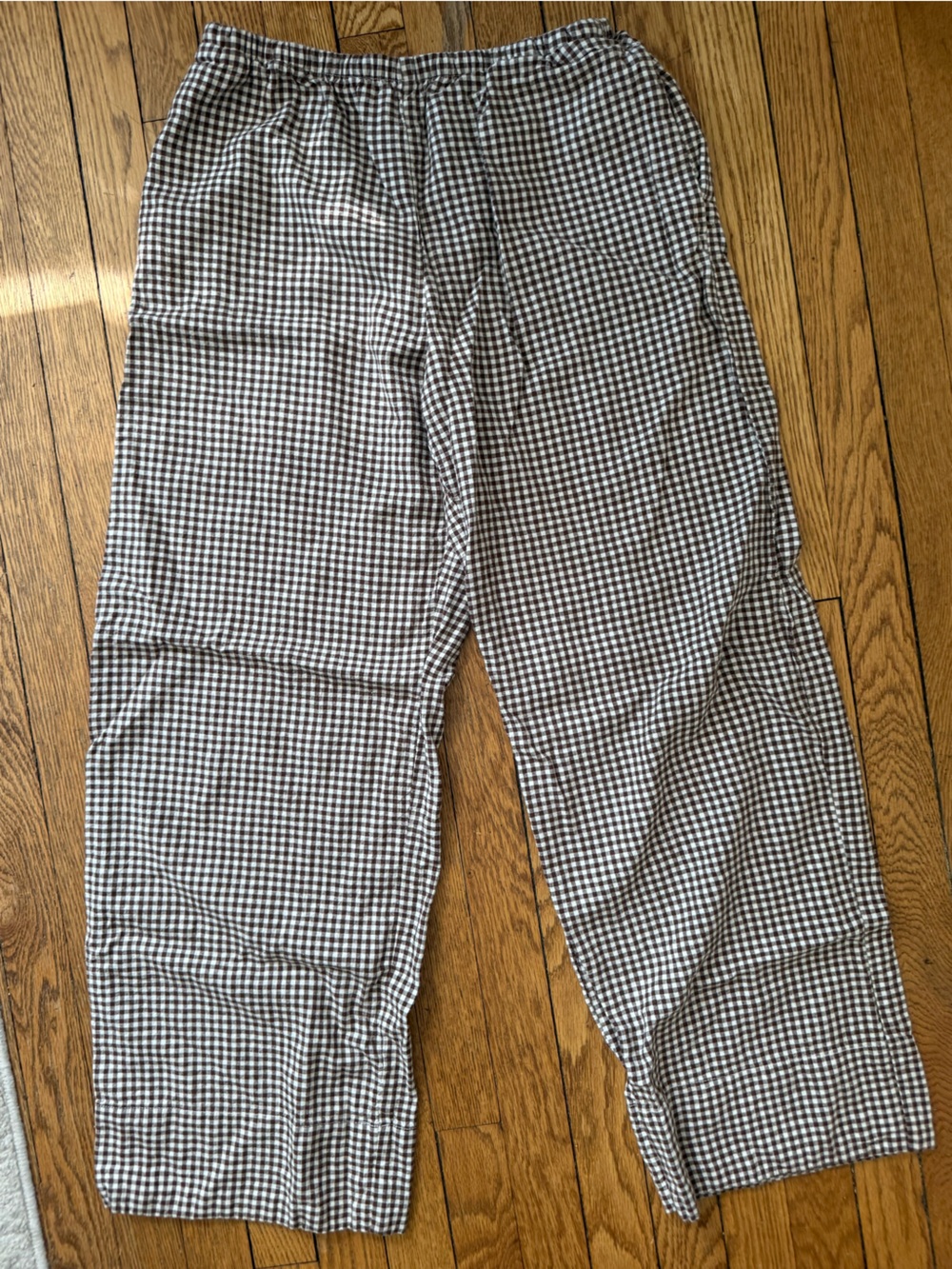GAP Brown and White Gingham Linen Blend Pants - Size Small